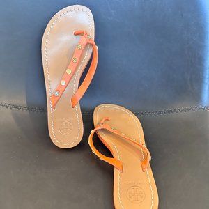Orange Tory Burch Flip-Flops Size 8